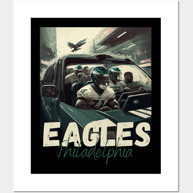 Philadelphia eagles football player graphic design cartoon style beautiful artwork Wall Art by Nasromaystro